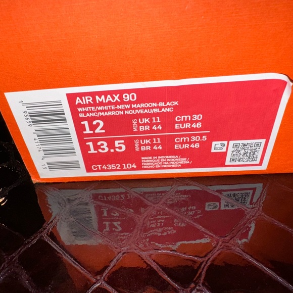 White and new maroon black air max 90 brand new - Picture 6 of 6